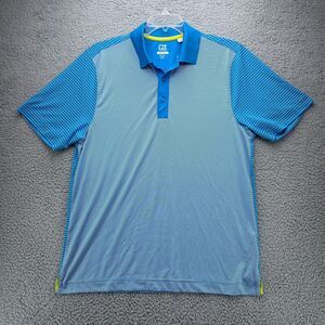 Cutter & Buck Polo Shirt Mens Large Blue Stripes CB DryTec Golf Casual Sport